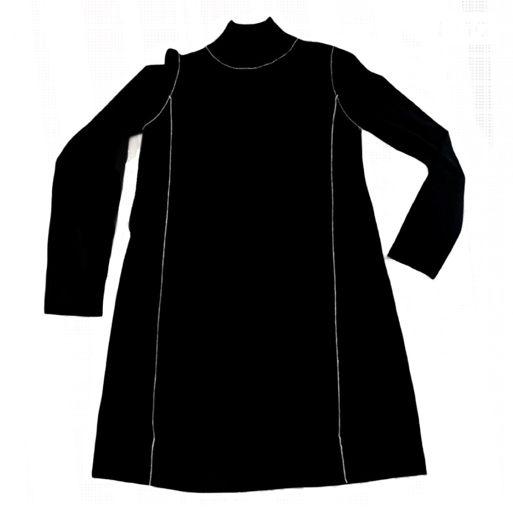 Max Studio Black Sweater Dress with White Trim
